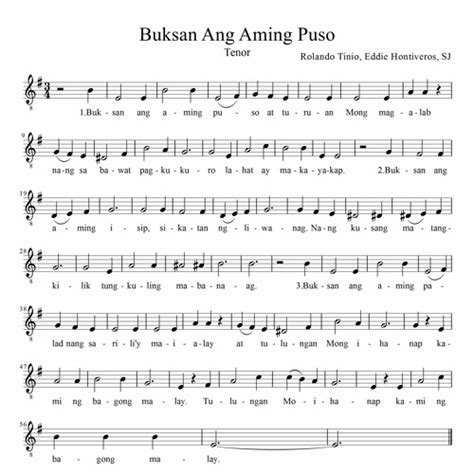 buksan ang aming puso music sheet pdf
